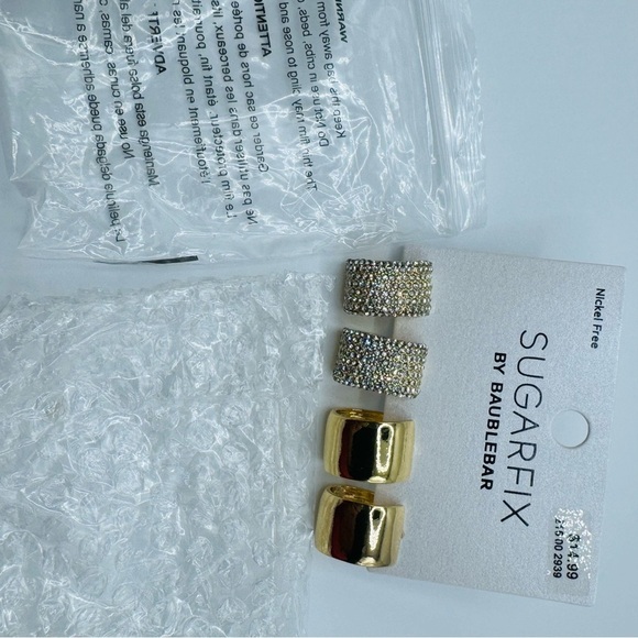 Set of Earrings NEW Surarfix by Baublebar Thick Gold Hoops Nickle Free - Picture 5 of 7